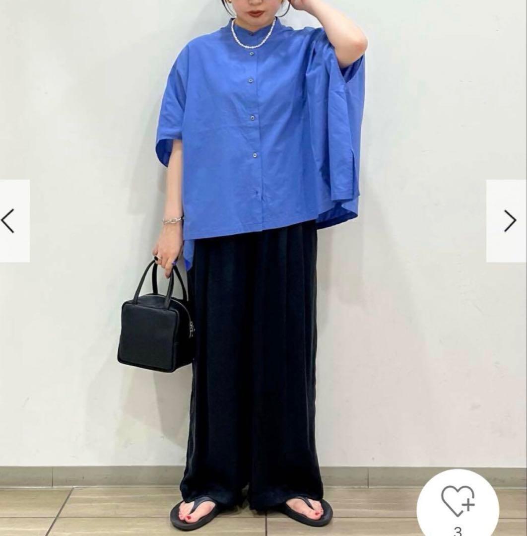 新品　今季　かぐれ　コットンスクエアポンチョシャツ 2025年春夏　ブルー　綿