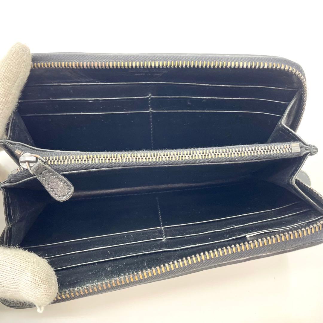 美品　ボッテガヴェネタ　イントレチャート　長財布　ラウンドファスナー　ブラック