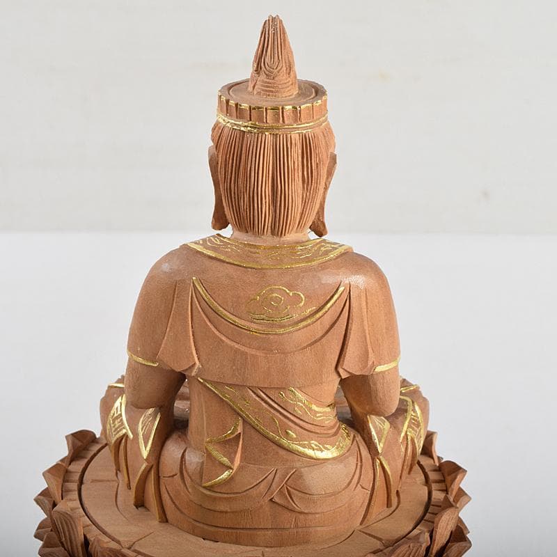 アンバサ松園大龍作白檀　普賢菩薩像　仏像　保証書付　共箱　D　R9410B