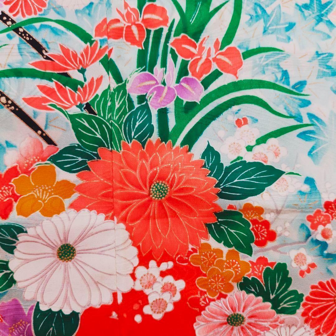 七五三 7歳 女の子 セット 正絹 昭和レトロ 金駒刺繍 牡丹 0706