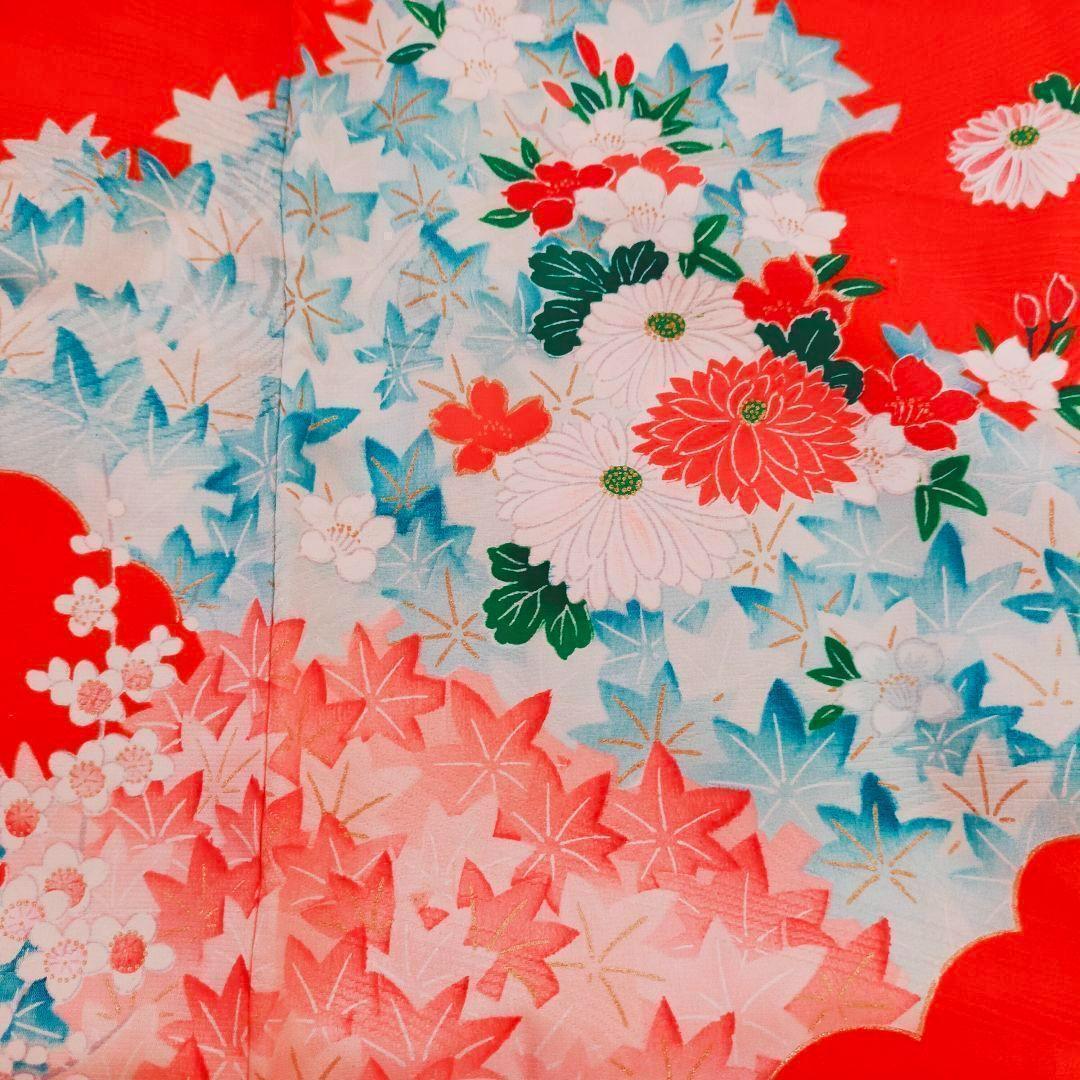 七五三 7歳 女の子 セット 正絹 昭和レトロ 金駒刺繍 牡丹 0706