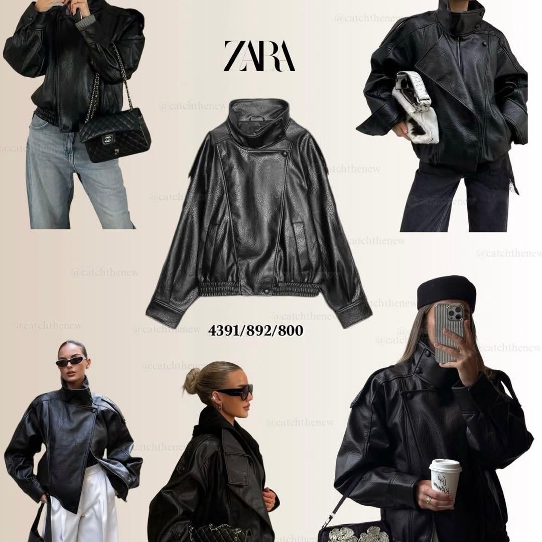 ZARA フェイクレザージャケット ブラック　公式完売品