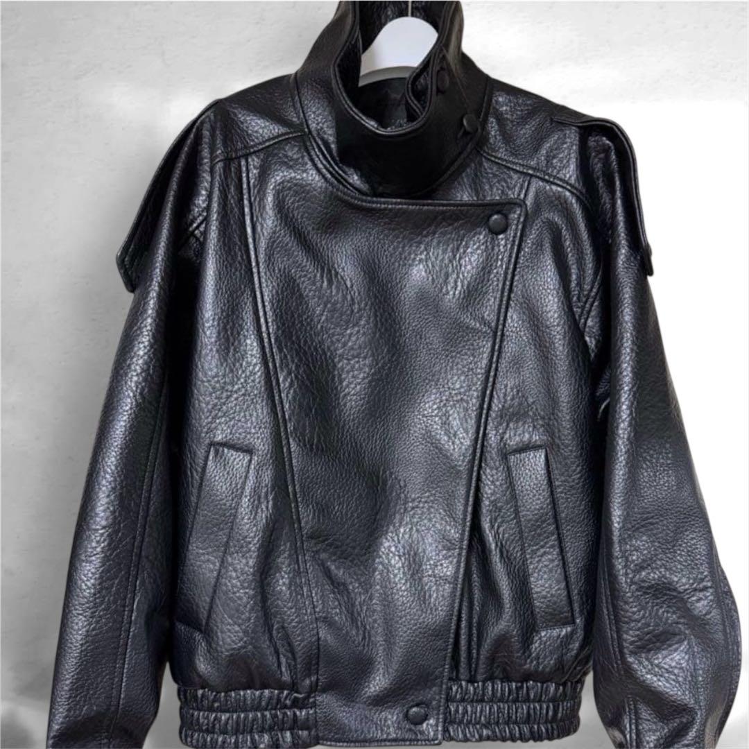 ZARA フェイクレザージャケット ブラック　公式完売品