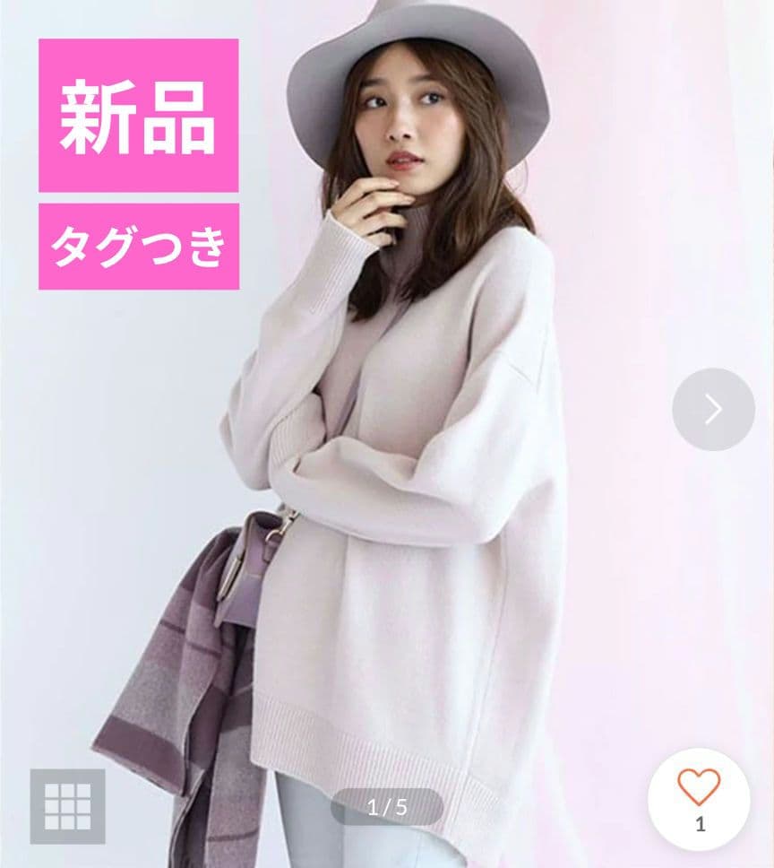 新品タグ付♥ジャスグリッティー◆ウールカシミヤタートルスリットプルオーバー