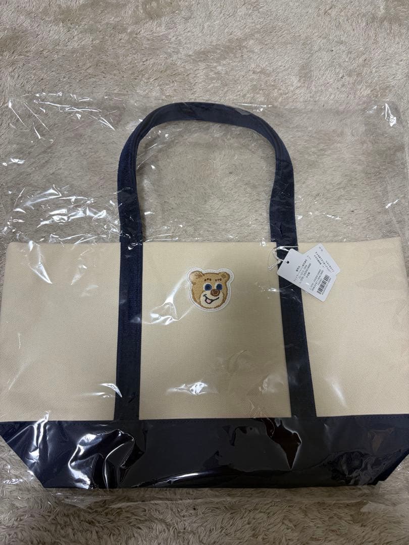 【新品】フェイラー　オールドテディ　アイボリー　ワッペントートバッグ　(大)