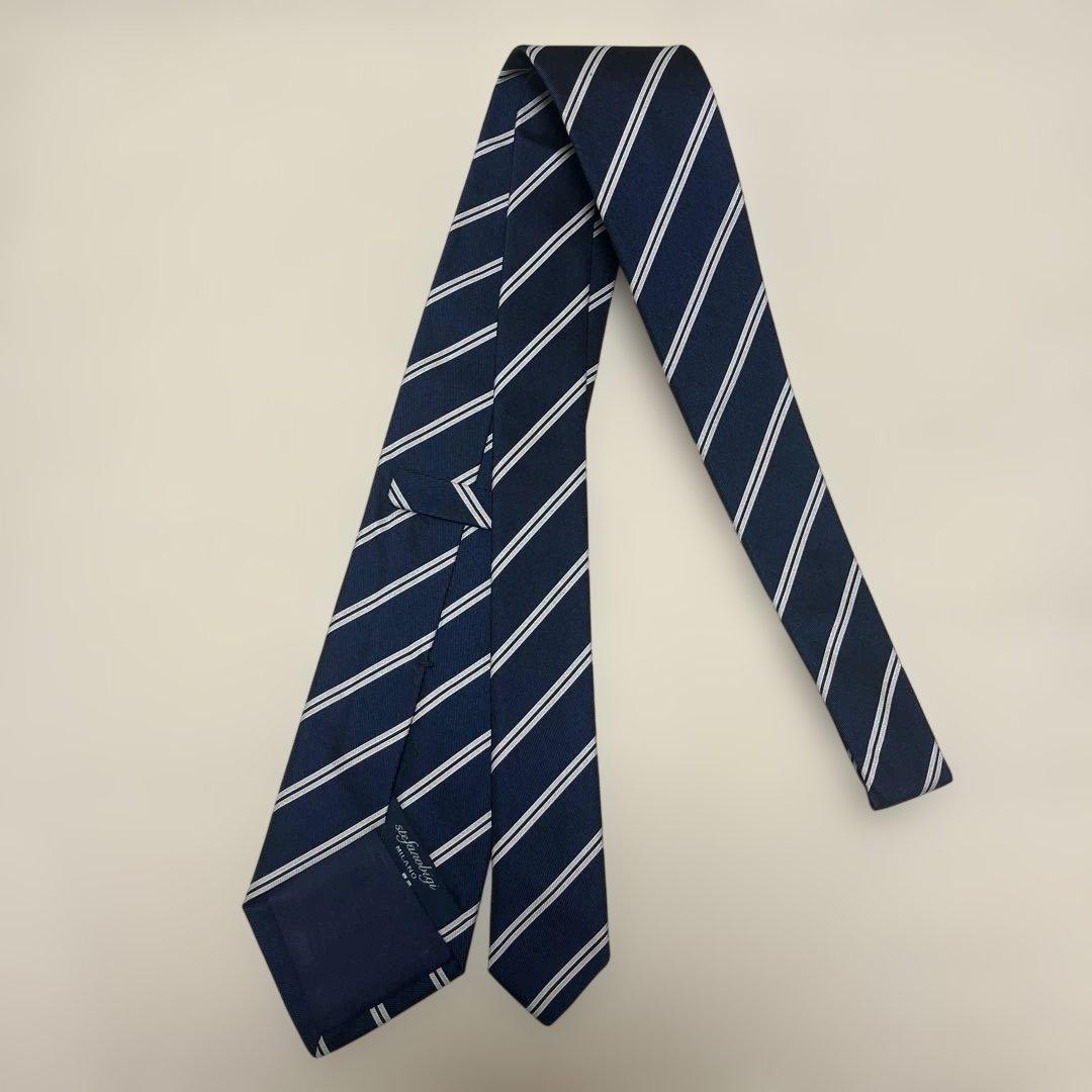 ステファノビジ ネクタイ ストライプ ネイビー × ホワイト