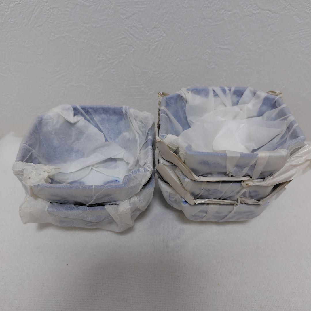 新品✾深川製磁 かぶと唐草 小付 角切小鉢　5枚　木箱【廃盤レア】