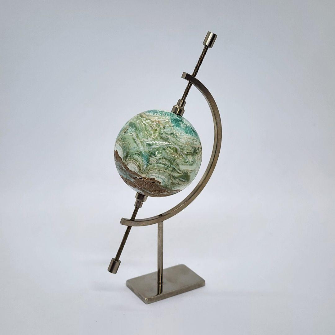 【天然石】ヘミモルファイト 地球儀台座付き 心の浄化と成長を促す癒しのエナジー