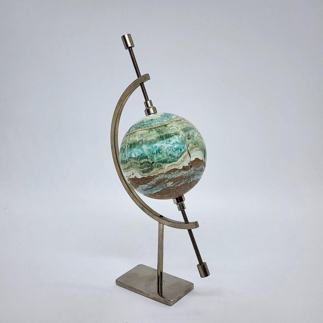 【天然石】ヘミモルファイト 地球儀台座付き 心の浄化と成長を促す癒しのエナジー