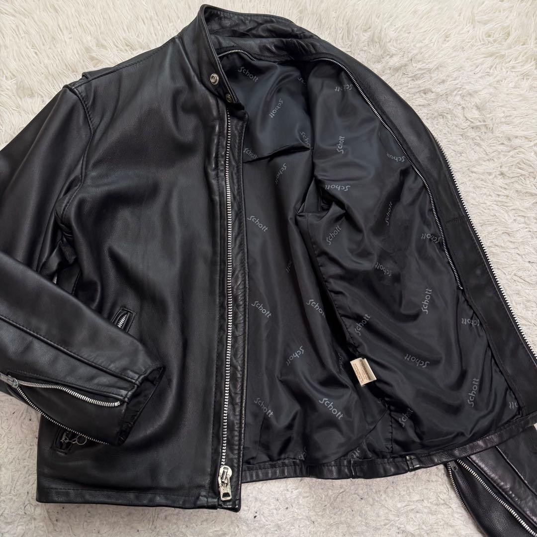 美品Lサイズ相当　ショット　641 シングルライダースジャケット　バイカー　黒