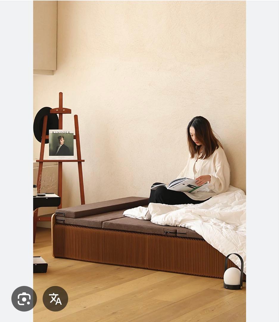 【新品】ペーパー折りたたみベッド幅60㎝　組立不要 マットレス付き 一人暮らし