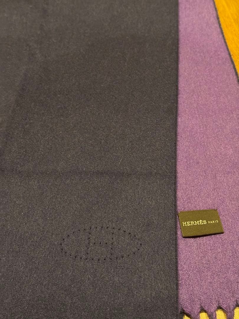 HERMES ネイビー/パープル マフラー