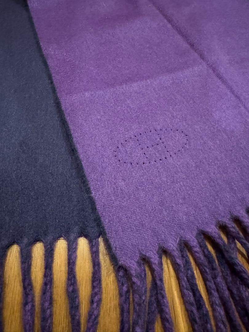 HERMES ネイビー/パープル マフラー