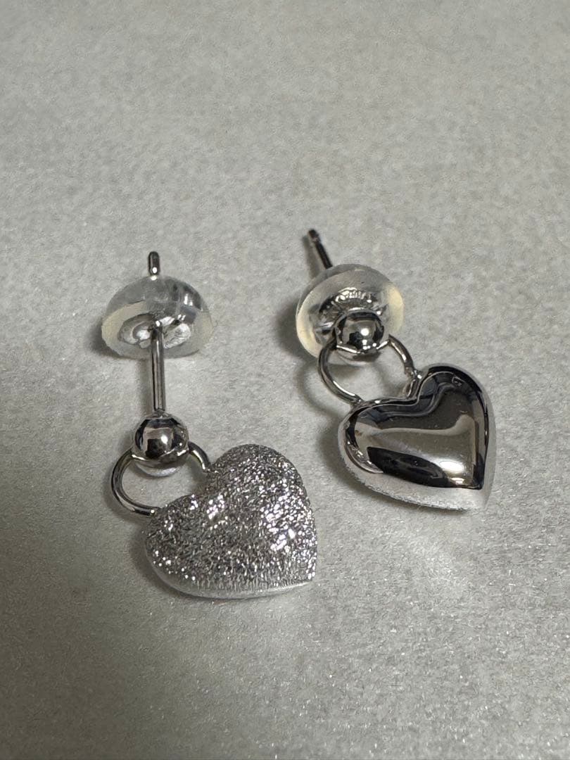 k18wg ハート ピアス スターダスト 光沢仕上げ 2way