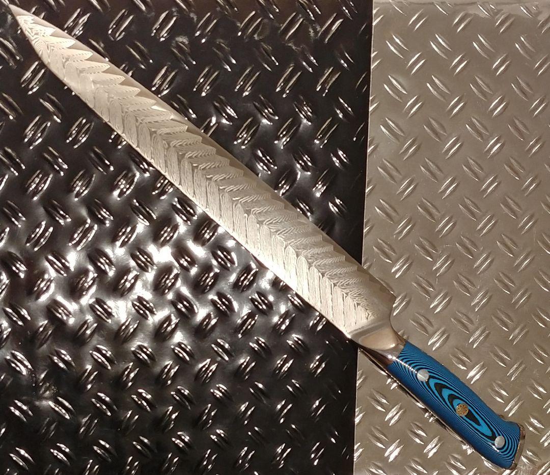 《新作》刺身　包丁　VG10　73層　ダマスカス　筋引き　両刃　柳　包丁