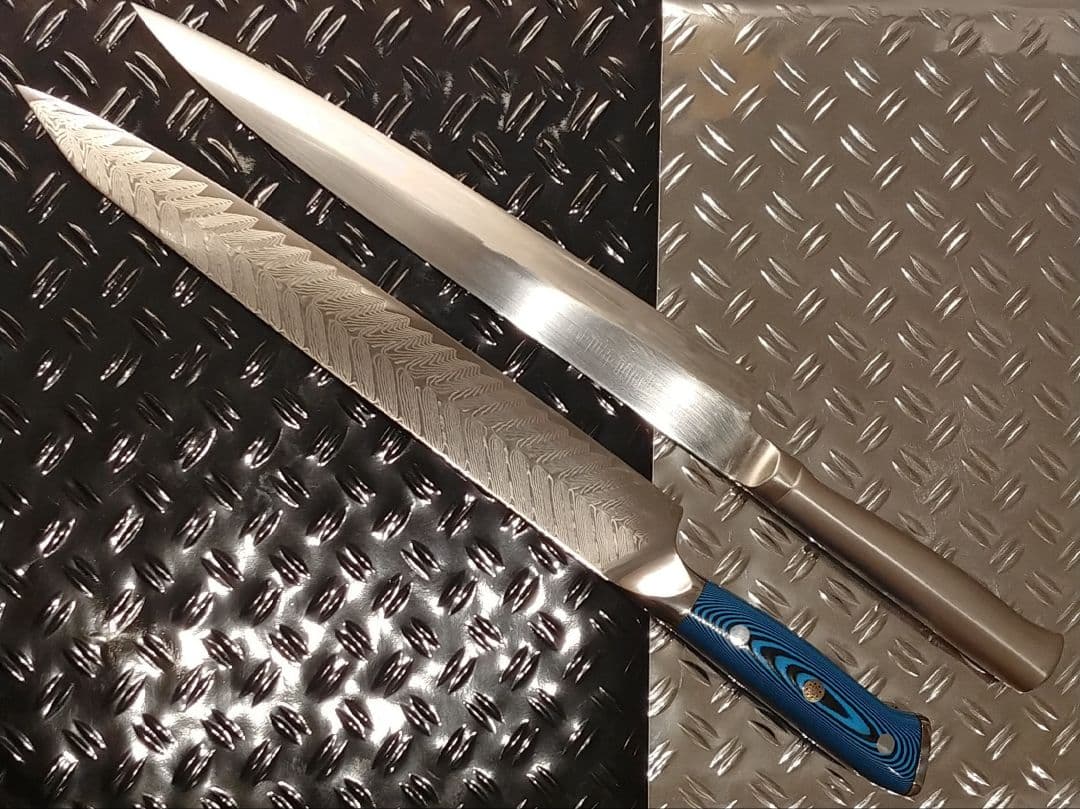 《新作》刺身　包丁　VG10　73層　ダマスカス　筋引き　両刃　柳　包丁