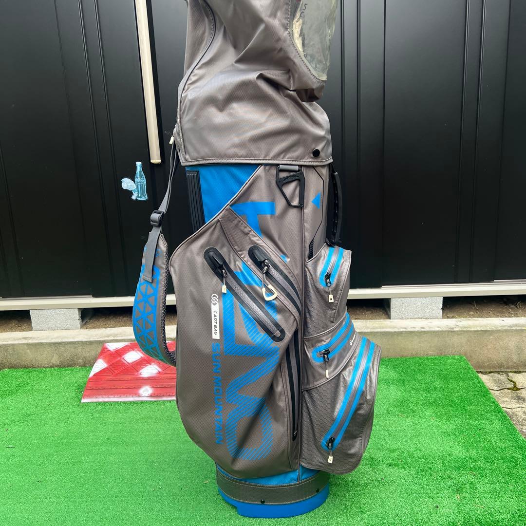 多機能ポケット付きゴルフバッグ グレー/青