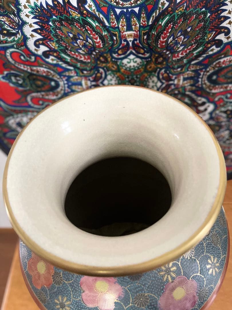 手描き陶器 花瓶 中型