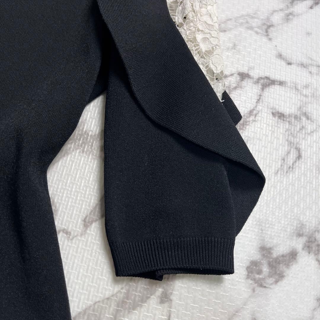 極美品✨ ヴァレンティノ レース フリル ミニワンピース 黒 ストレッチ 伸縮性