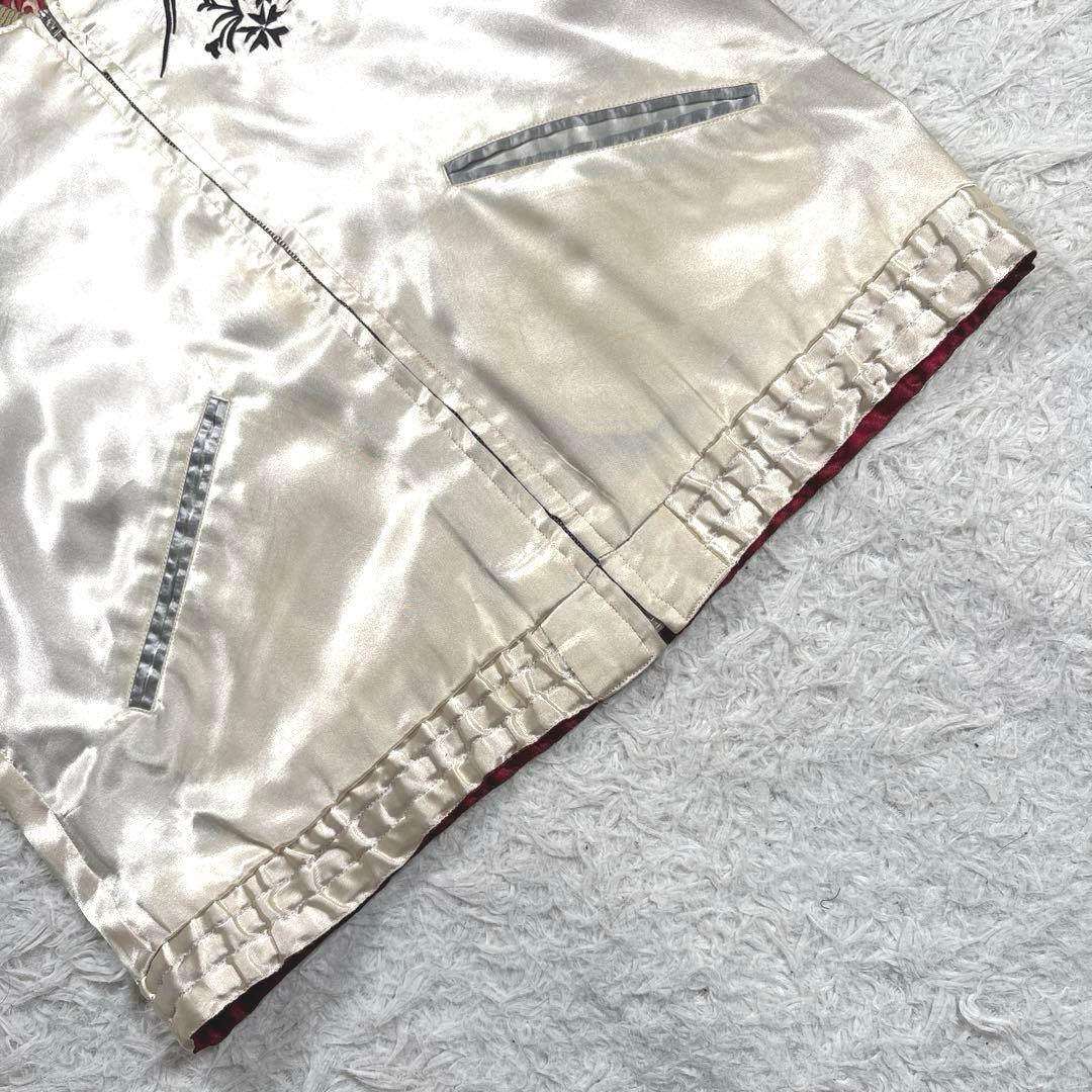 テーラー東洋　スカジャン　サテン　リバーシブル　鷲　日本地図　富士山　総刺繍　M