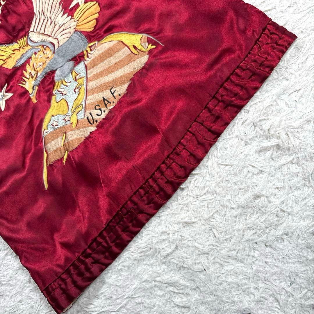 テーラー東洋　スカジャン　サテン　リバーシブル　鷲　日本地図　富士山　総刺繍　M