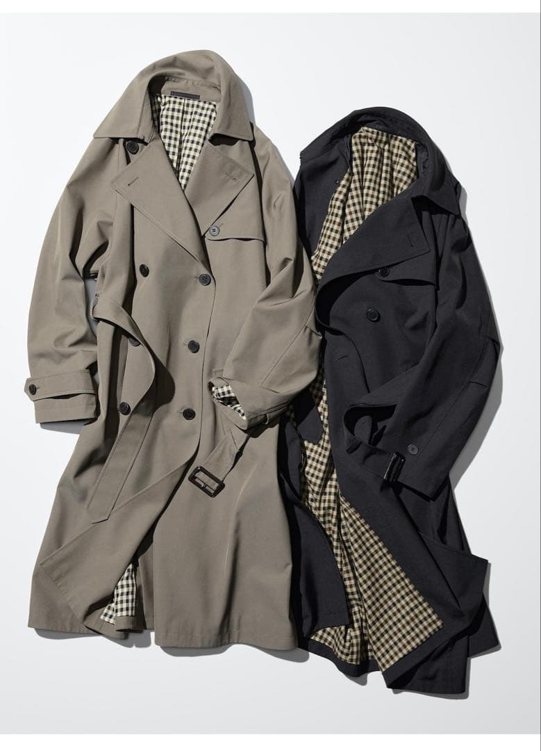 【美品】ユニクロトレンチコートリラックスフィット　カーキ XL