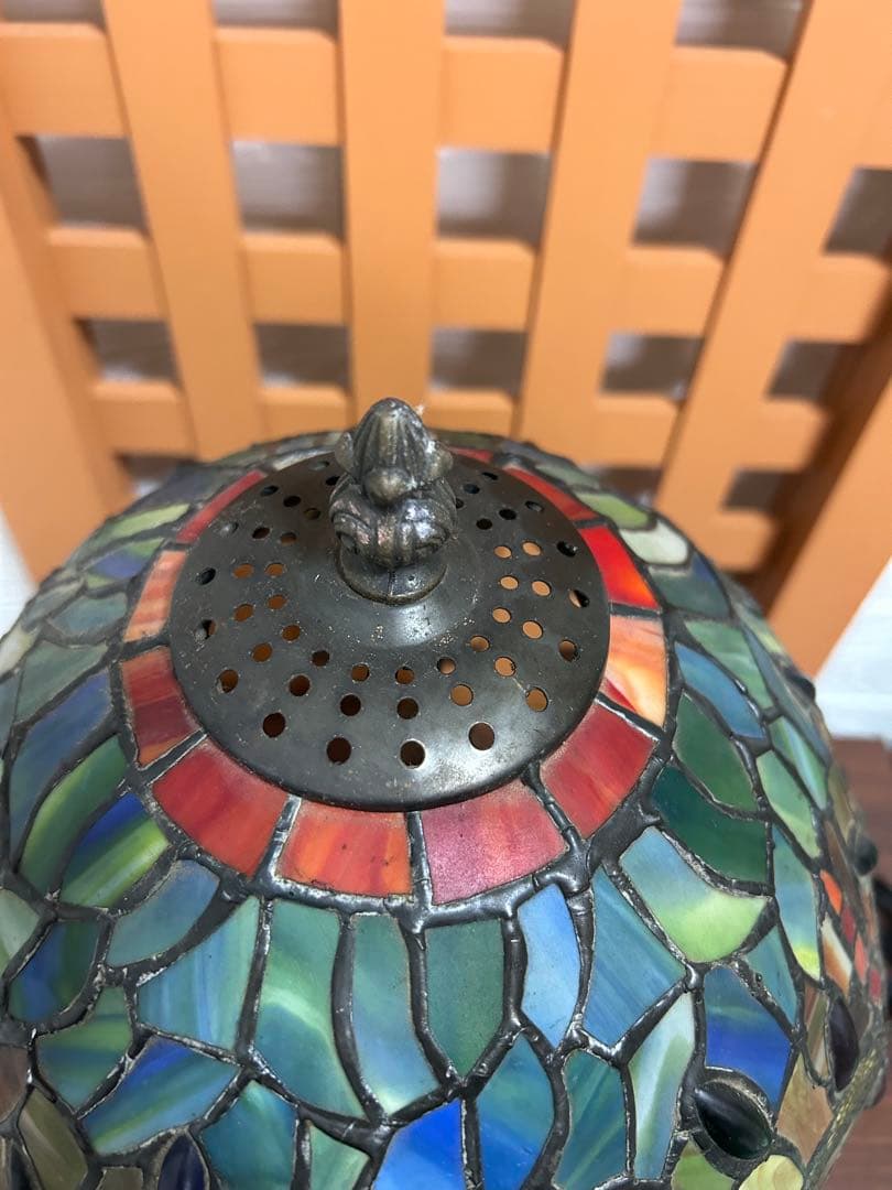 ヴィンテージ ティファニー調 ステンドグラスランプ 蜻蛉 トンボ 照明