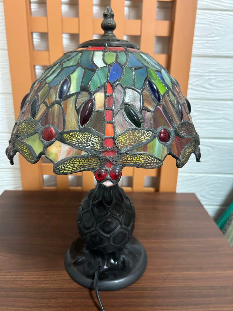 ヴィンテージ ティファニー調 ステンドグラスランプ 蜻蛉 トンボ 照明