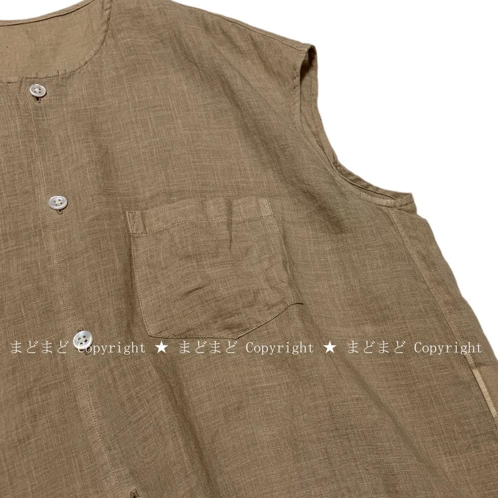 2021 ゴーシュ 80/1 リネン フレンチスリーブ シャツ 2 ブラウス 麻