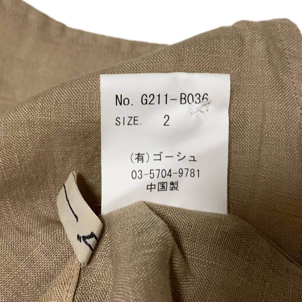 2021 ゴーシュ 80/1 リネン フレンチスリーブ シャツ 2 ブラウス 麻