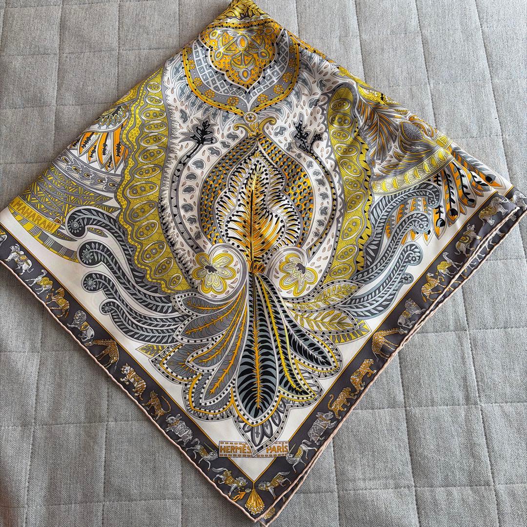 エルメス　スカーフ 90cm ほぼ未使用保管 「マハラニの庭」柄