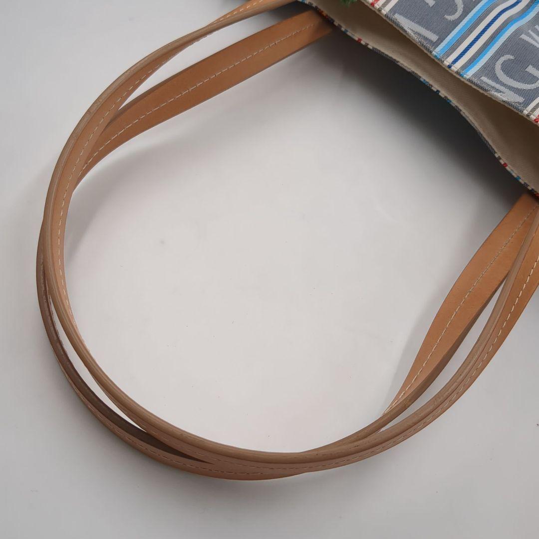 未使用 ハンティングワールド トートバッグ マルチカラー ロゴ ストライプ タグ