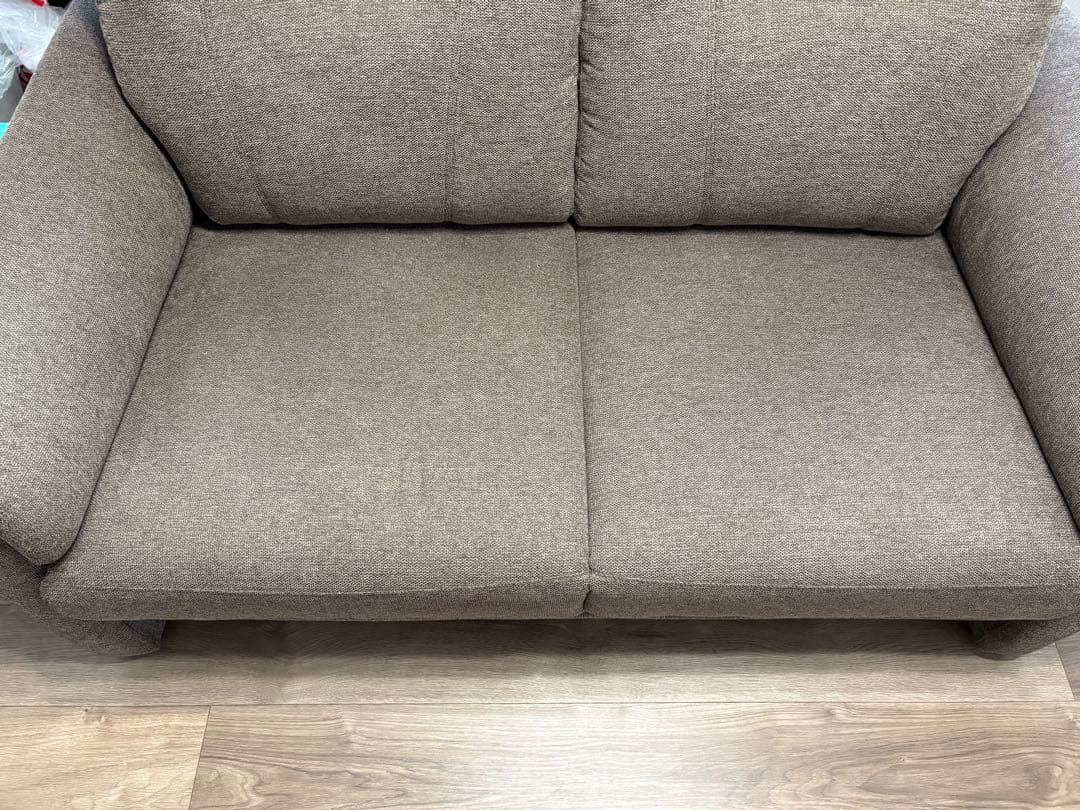 【美品】ニトリ　2人掛け布張りソファ(ナルタ 布KD BR)