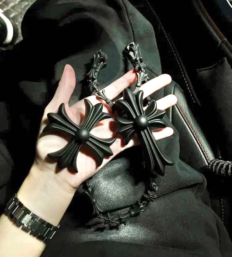 バカデカFAKE HEARTSクロスブラック 十字架 ネックレス　クロムハーツ