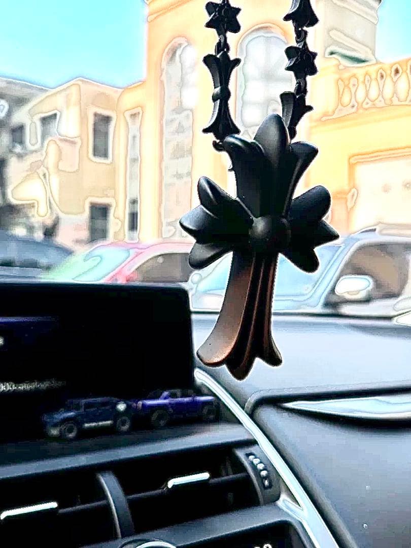 バカデカFAKE HEARTSクロスブラック 十字架 ネックレス　クロムハーツ