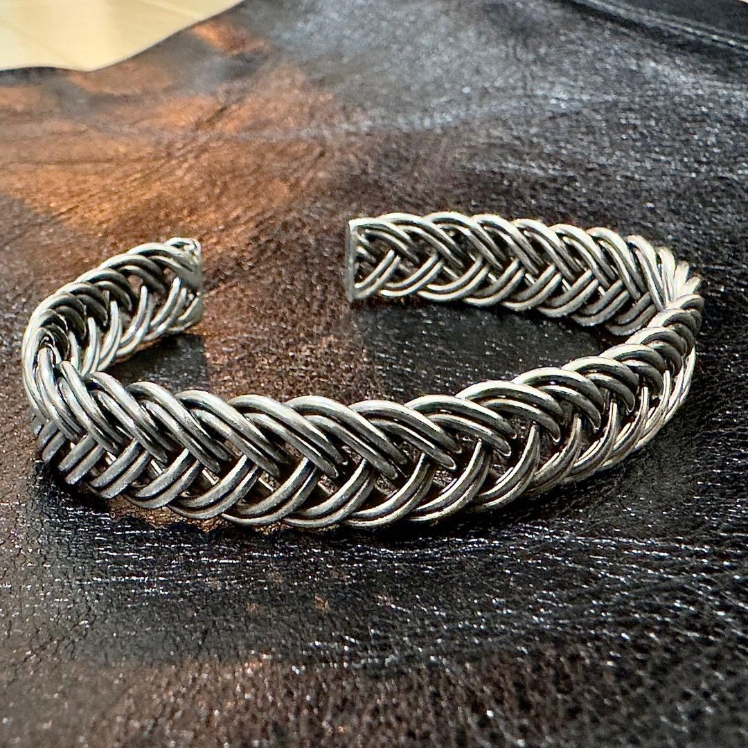 シルバー925 Silver 編み込み バングル ブレスレット　ナバホ族