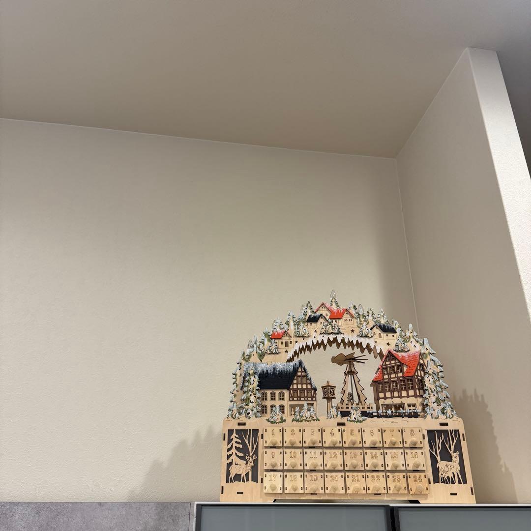 新品 クリスマス デコレーショングッズ 木製 アドベントカレンダー LEDライト