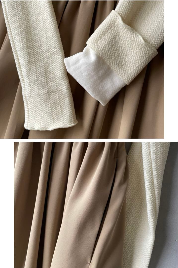 極美品✨エストネーション　24AW ドッキングワンピース　38 オフ白　ベージュ