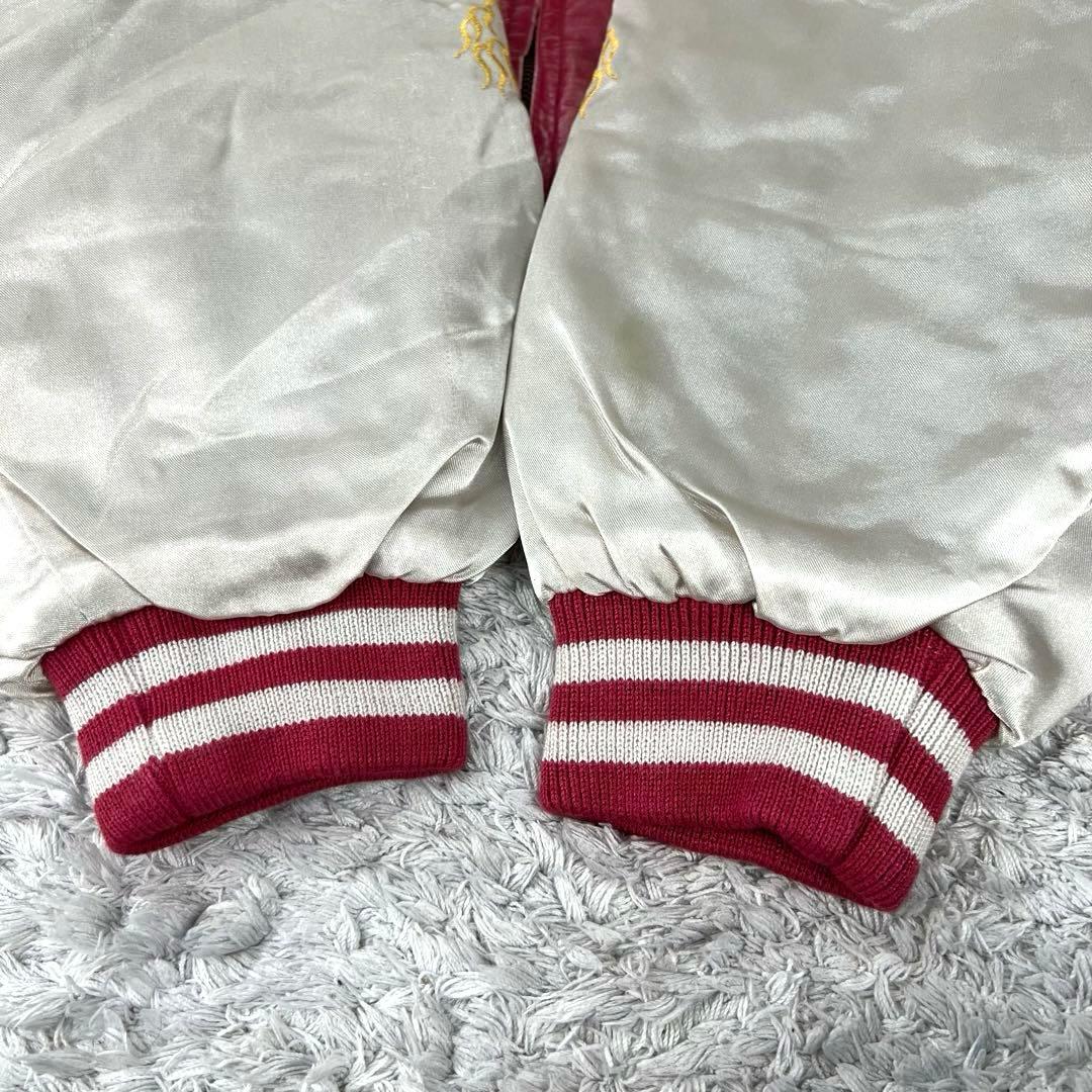 【美品】ヨコスカ　スカジャン　龍　鷹　刺繍　ピンク　Lサイズ