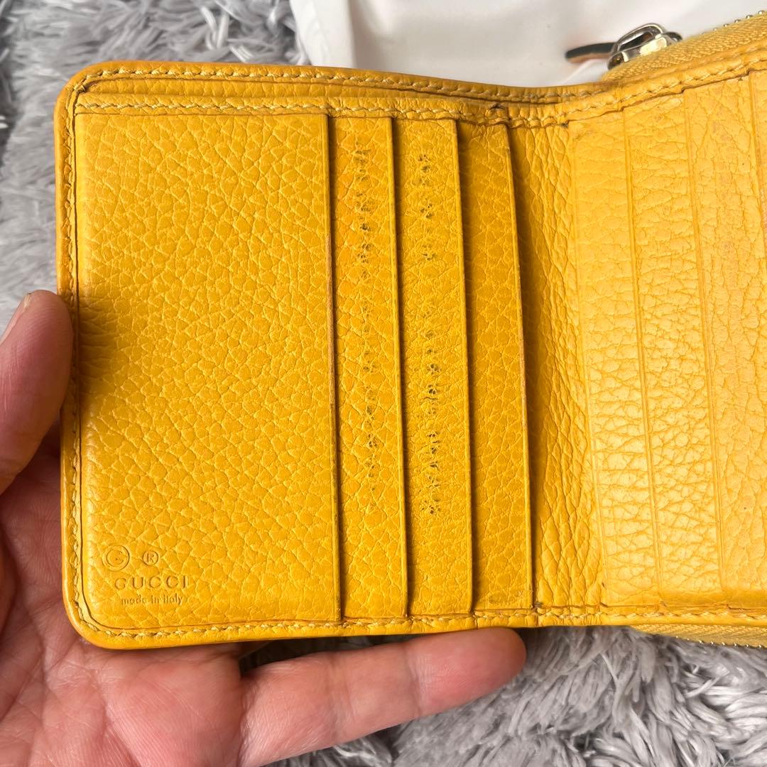 GUCCI 折り財布　GGキャンバス イエロー　ラウンドファスナー