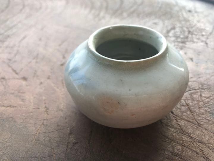 李朝　白磁　染付け　水盂　韓国