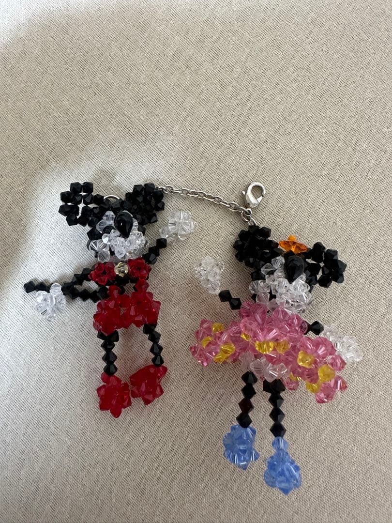 スワロフスキー ミッキー&ミニー キーホルダー バッグチャーム ディズニー