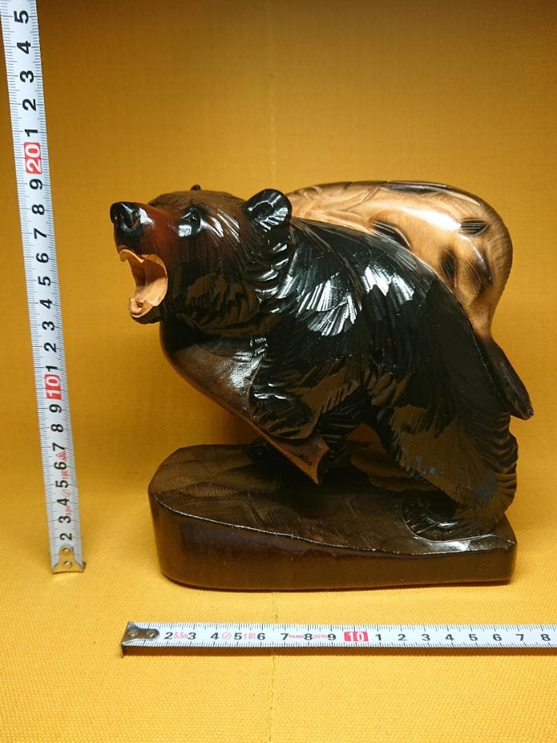 ビンテージ　木彫　熊　鮭背負い　置物　インテリア　工芸品　美術品　A1269