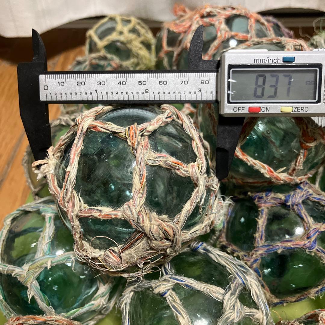 浮き玉　ガラス玉　「川口」の刻印入り　8〜9cm 21個