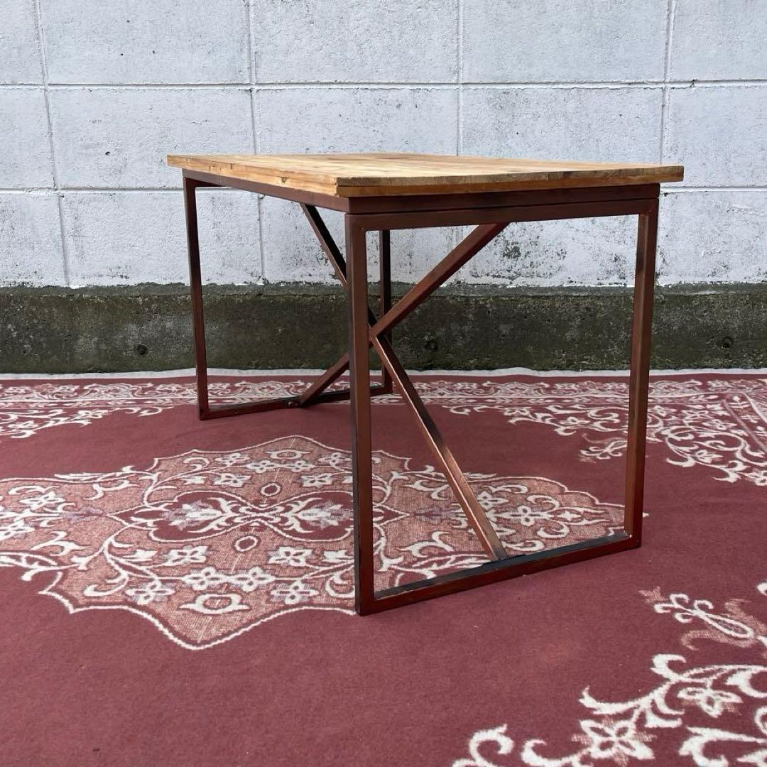 古家具◾️古材天板×金属製フレーム ローテーブル コーヒーテーブル サイドテーブル