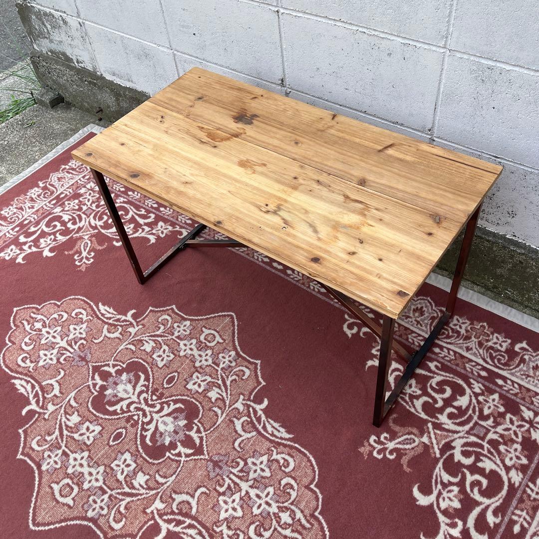 古家具◾️古材天板×金属製フレーム ローテーブル コーヒーテーブル サイドテーブル
