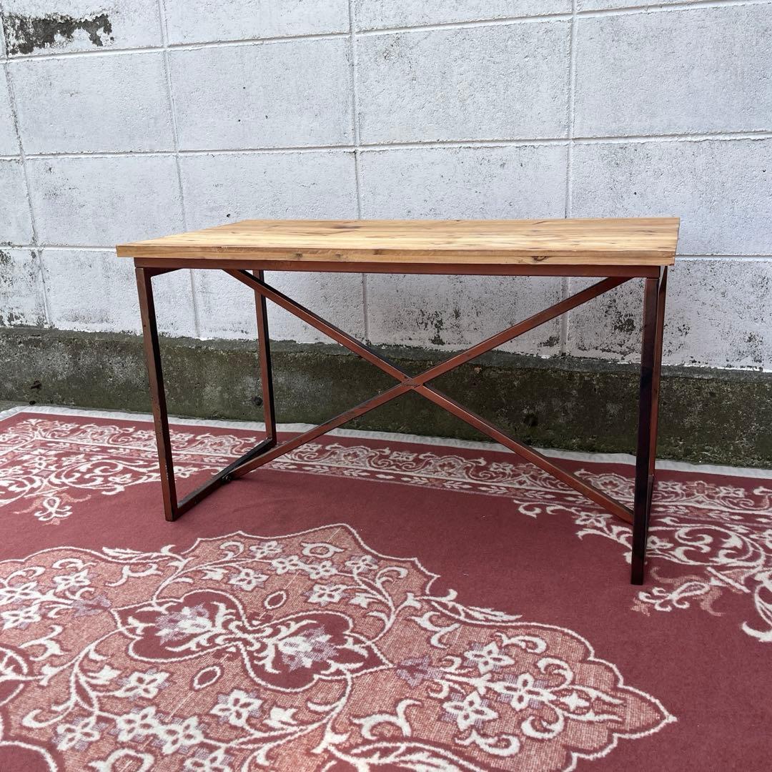 古家具◾️古材天板×金属製フレーム ローテーブル コーヒーテーブル サイドテーブル