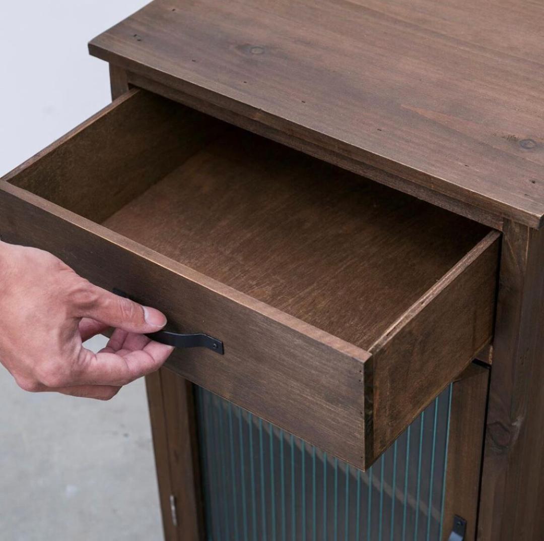 波板ガラス 古材 キャビネット 木製 食器棚 収納家具 リビング収納 和モダン