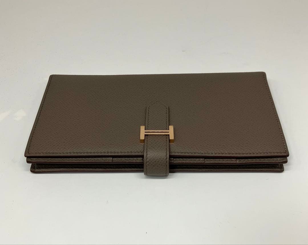 ⭐️ 極美品 エルメス ベアン スフレ 長財布 グレー エタン 鑑定済