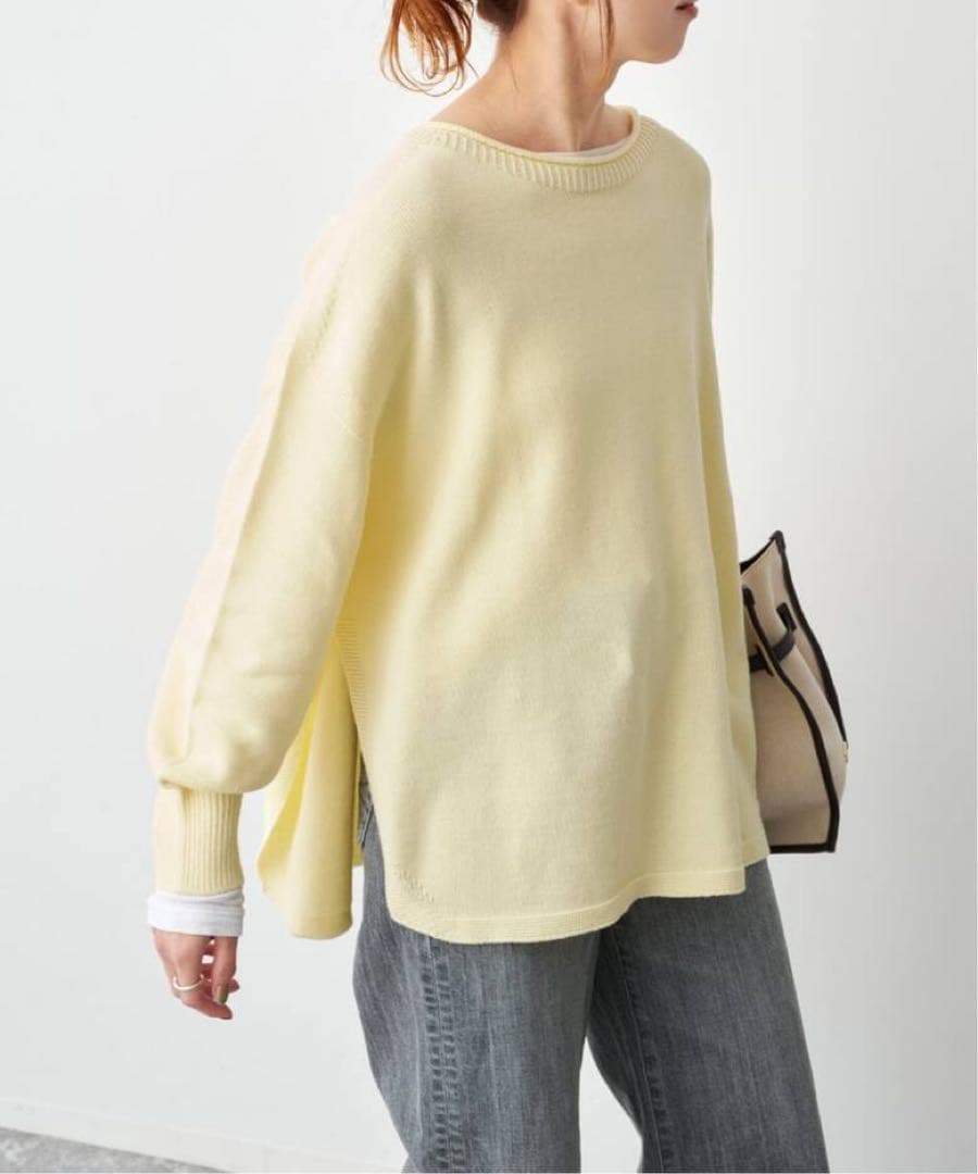 バルキーヤーンルーズボートネックニット　スピック＆スパン